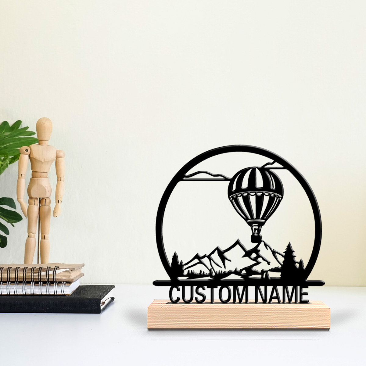 Art Craft Games - 1 stuk Heteluchtballon Gepersonaliseerde Naam Tin
