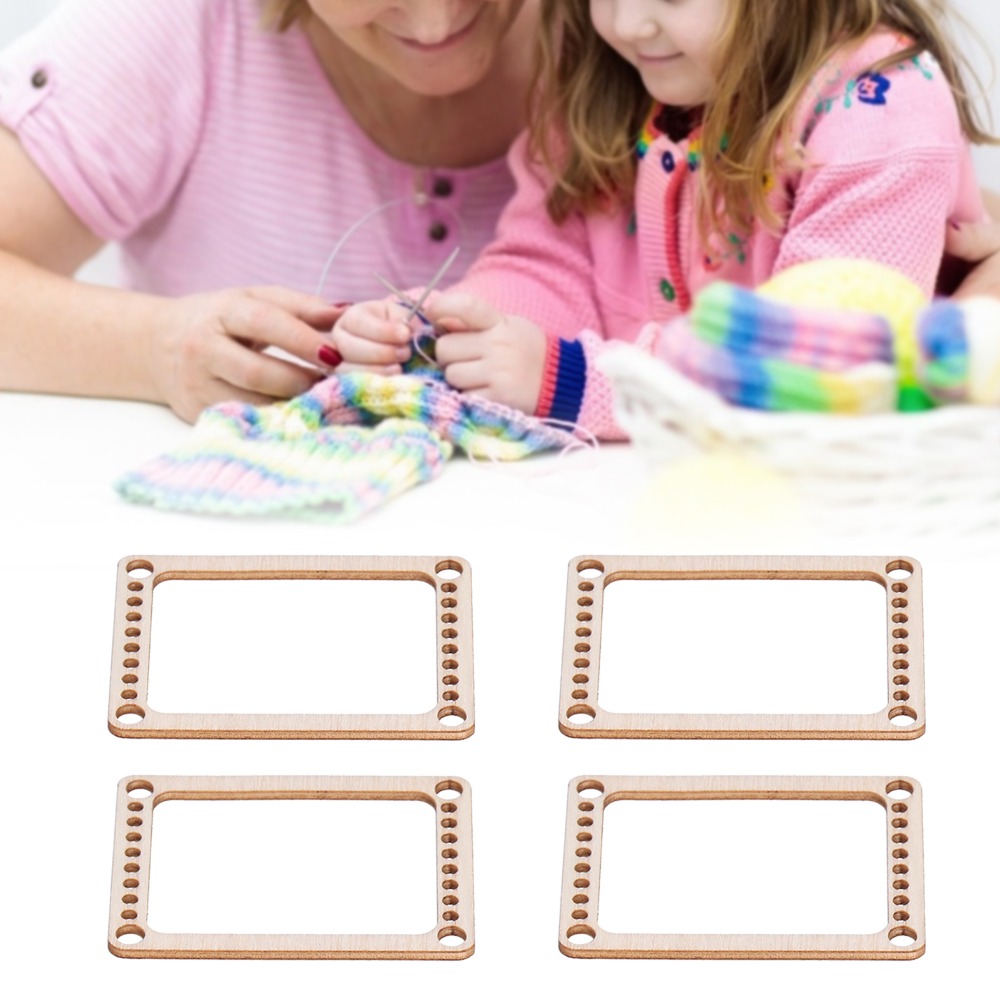Loom Weaving Frame - 4-delige praktische houten weefraamset, mini-formaat, lichtbruin,