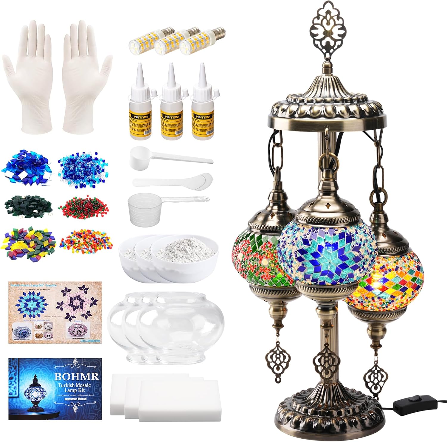 Art Craft Making - DIY 3-delige Turkse mozaïeklampset, 23 inch