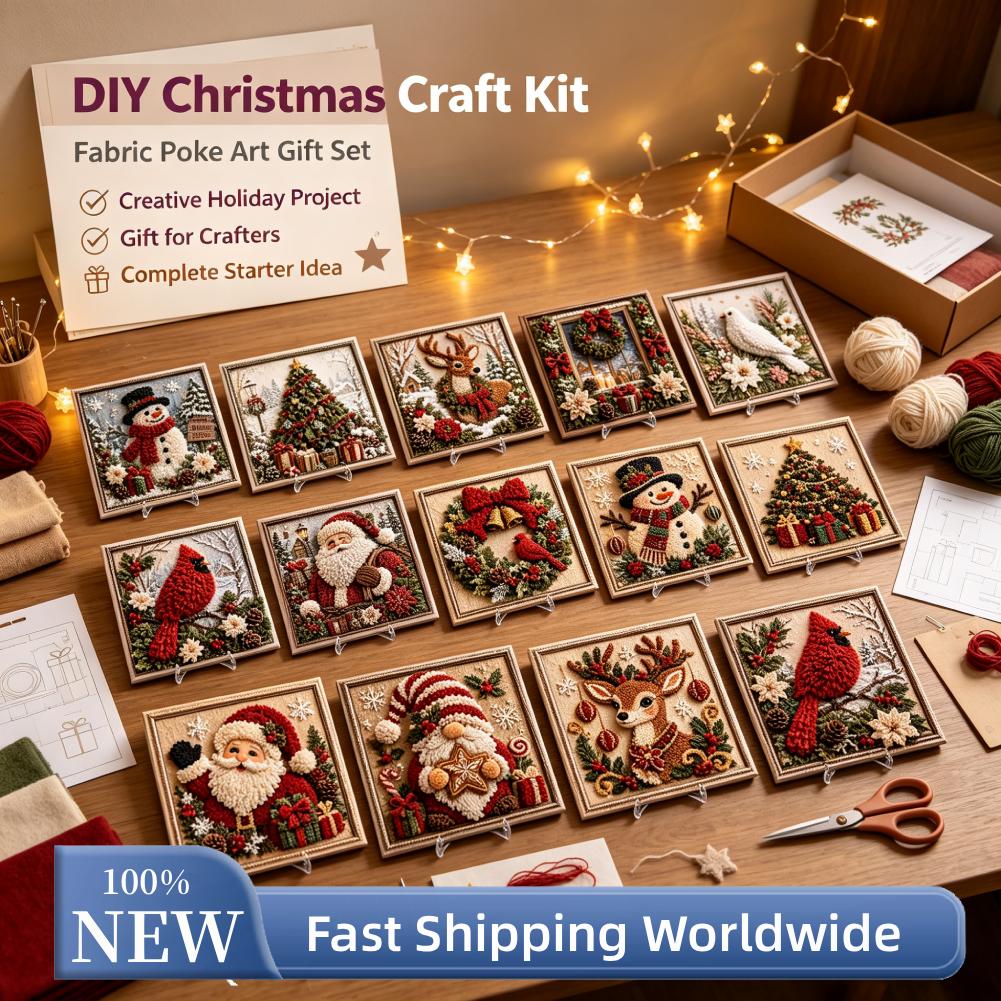 Art And Craft For Xmas - Kerststof Poke Art Kit Zonder Naaien