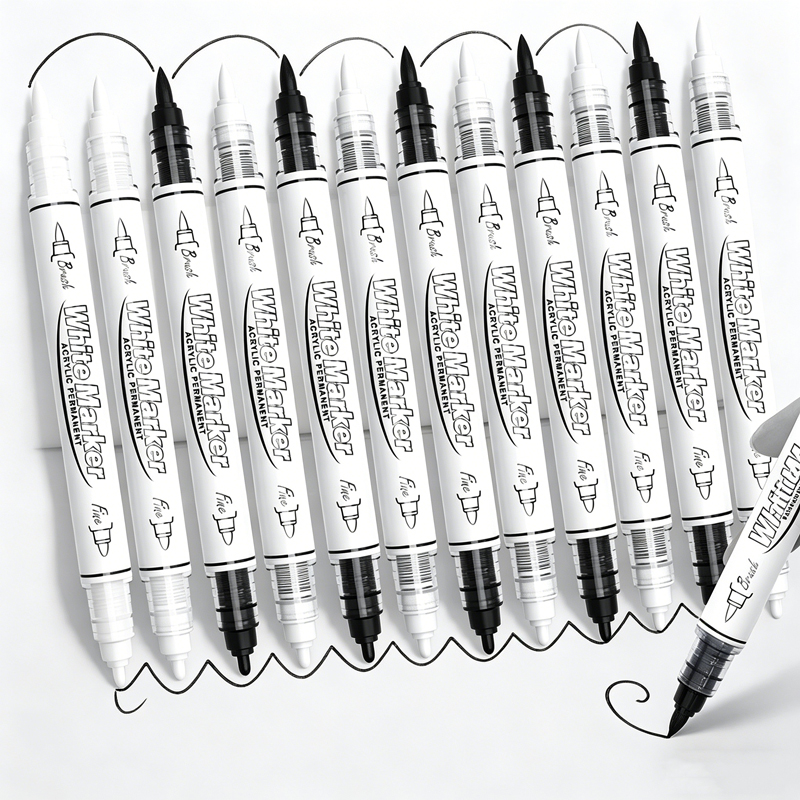 Illustration Marker Set - Zwart/witte grote capaciteit dubbele punt permanente