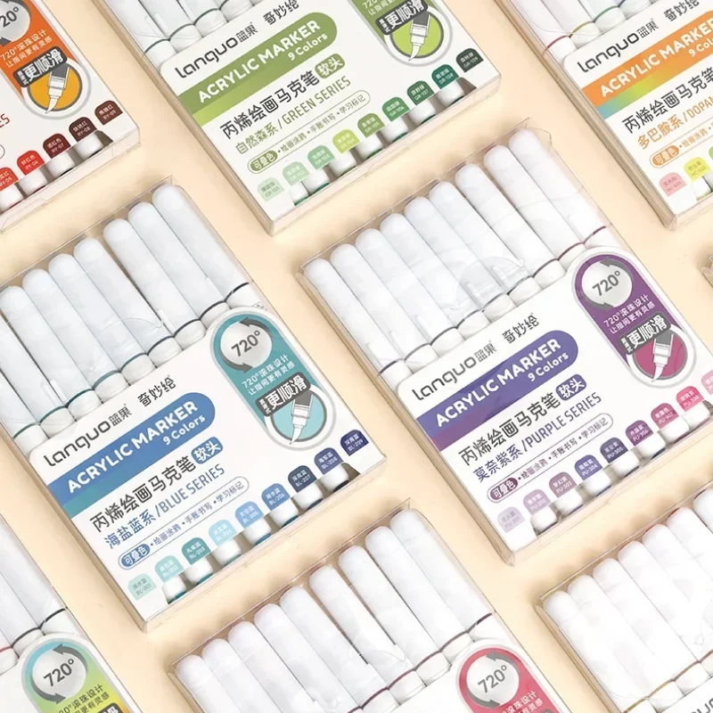Illustration Marker Set - LANGUO 171/9 Kleuren Directe Vloeibare Acrylverf