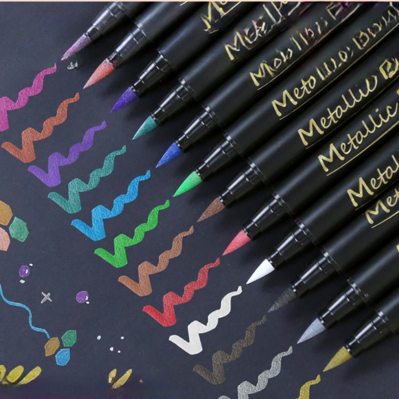 Art And Craft For Mother'S Day - 10 stuks metallic glitterstiften, dubbele punten