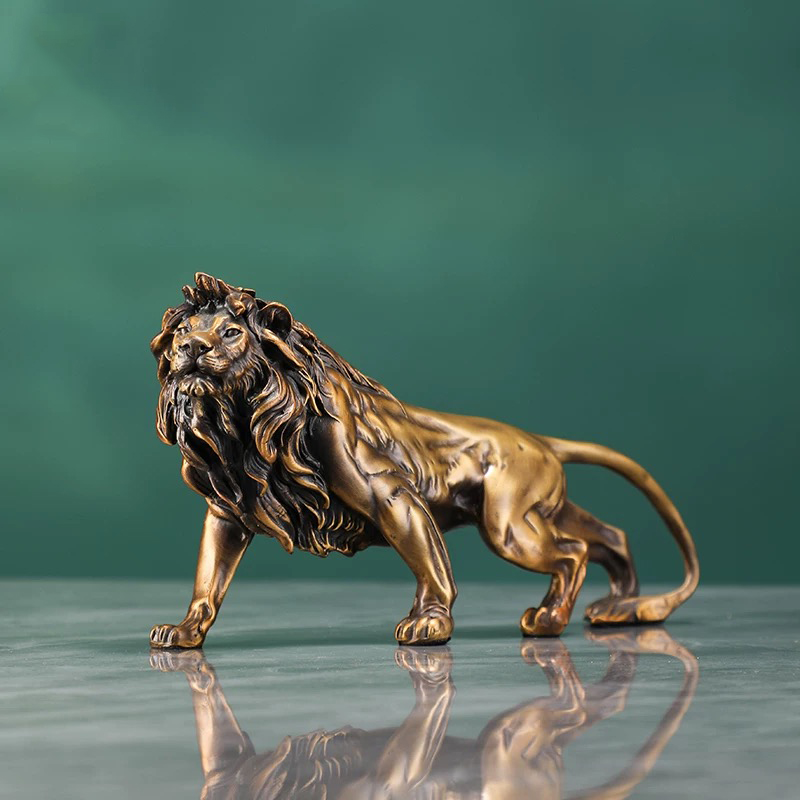 Art Craft Lion - Koperen leeuw sculptuur ornament, messing ambachten,