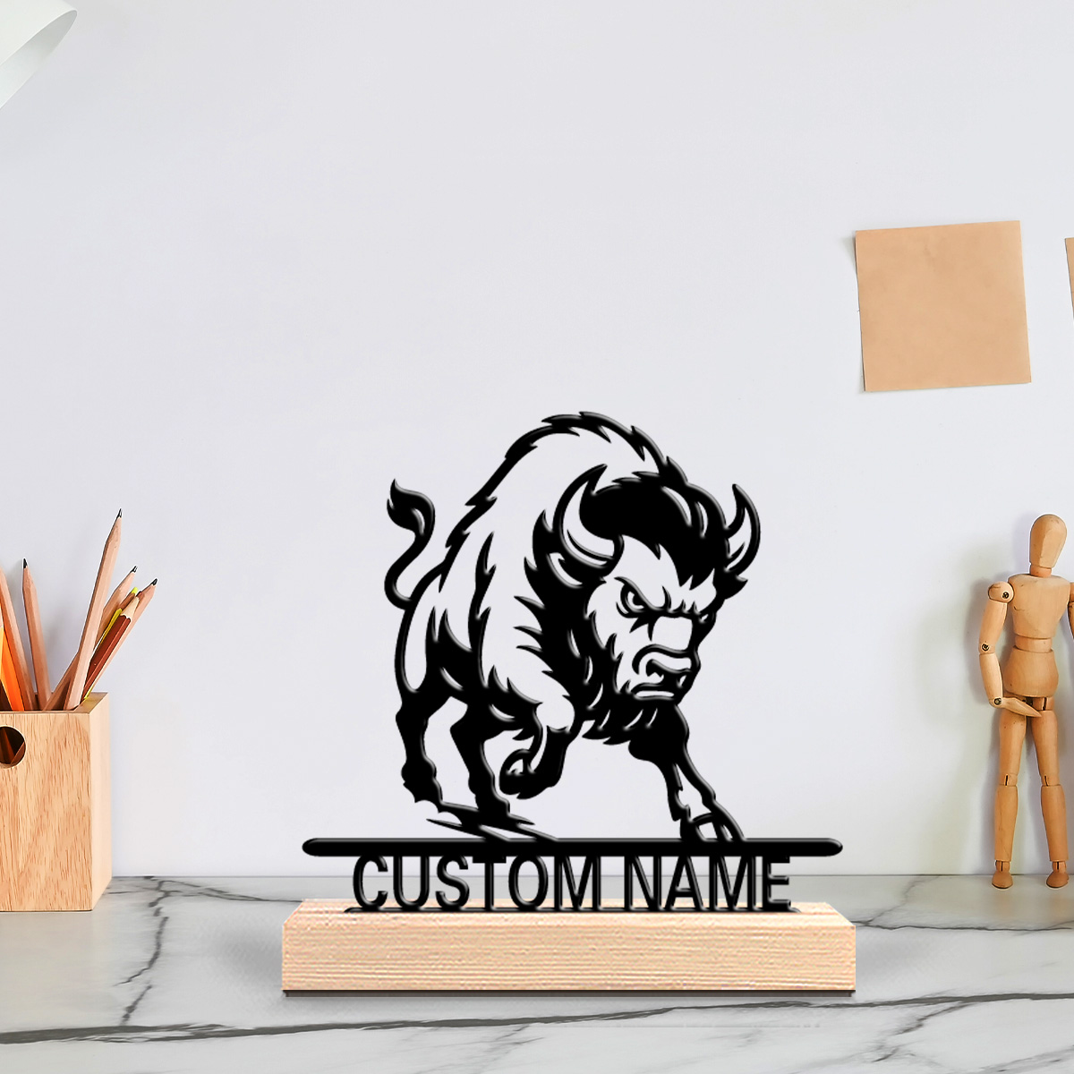 Art Craft Lion - 1 stuk Minimalistische leeuw, aanpasbare tekst,