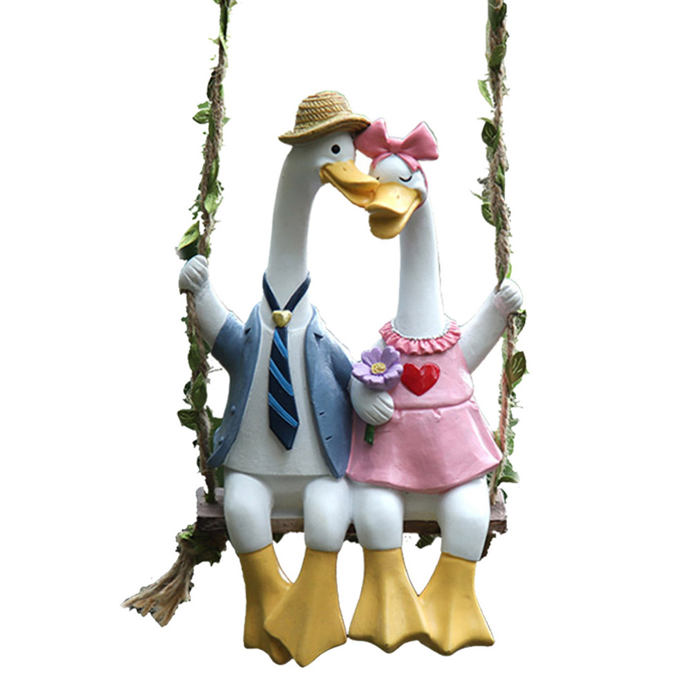 Art Craft Duck - Eendjespaar schommelbeeldje, eendjespaar standbeeld, buiten decoratie
