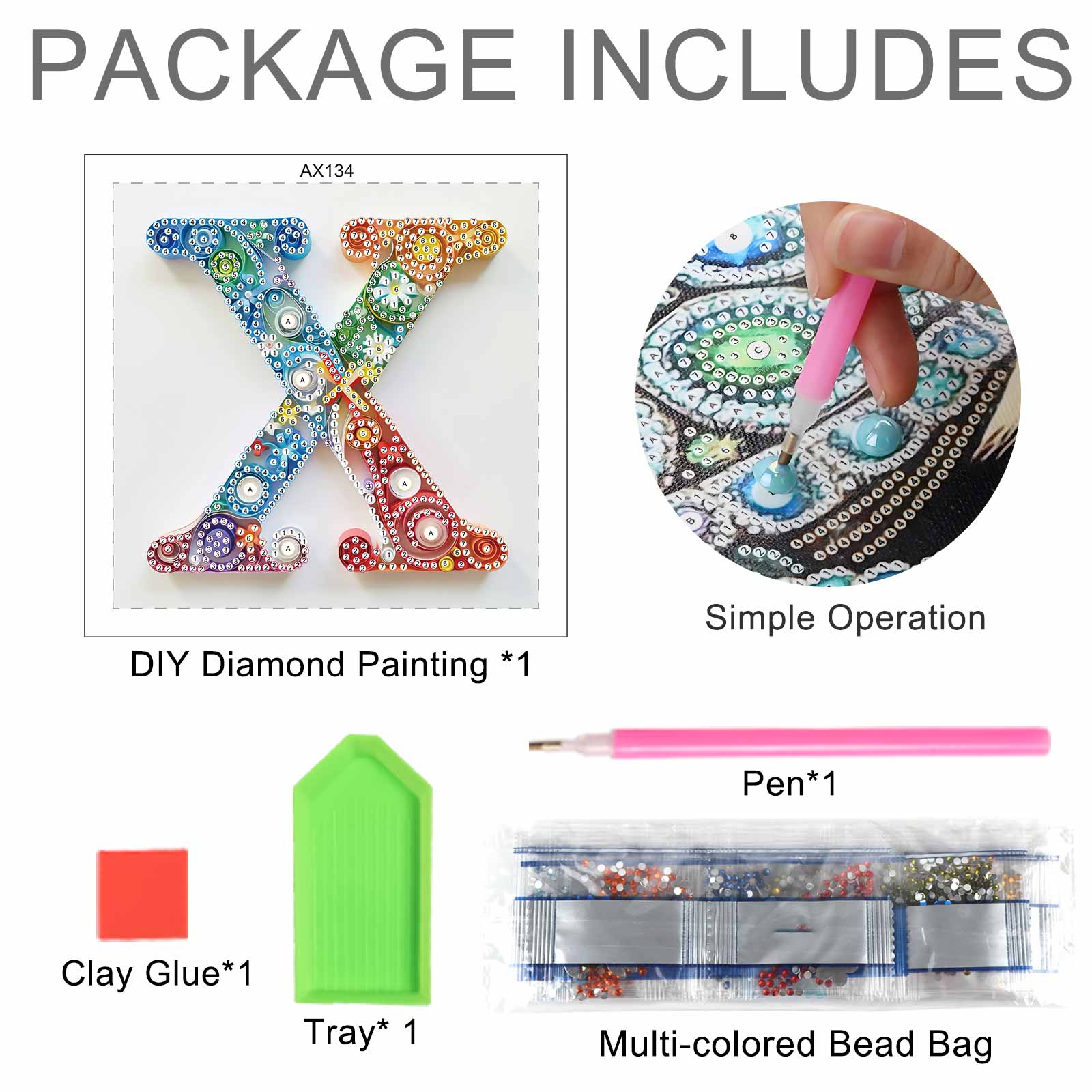 Speciaal gevormde diamantkunst - Art And Craft Letter X recensie en prijs